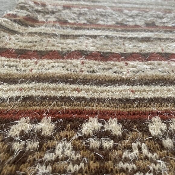 Original USA Women's One Size 100% Acrylic Poncho Brown Red Tan Fringe EUC - Picture 3 of 10